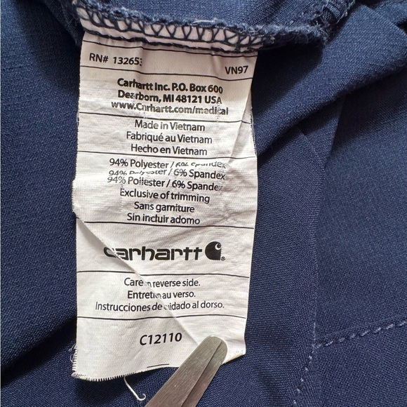 CARHARTT Scrub top Force Women’s Scrub top, Medium, Navy & Green - Picture 5 of 5